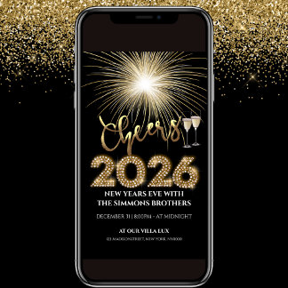 2026 Cheers NYE Party Invitation Kaart