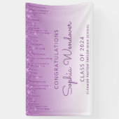 2026 Chic Paarse Glitter Drip Afstuderen Spandoek (Verticaal)