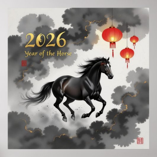 2026 Chinees Jaar Van Het Paard Poster (Voorkant)