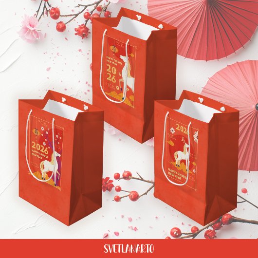 2026 Chinees Lunar Jaar van het Paard Gift Bag Medium Cadeauzakje