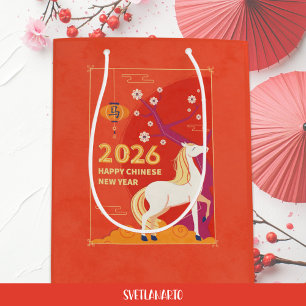 2026 Chinees Lunar Jaar van het Paard Gift Bag Medium Cadeauzakje