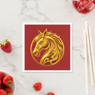 2026 Chinees Nieuwjaar - Gouden Paard Servet