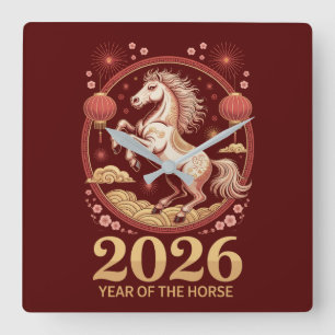 2026 Chinees Nieuwjaar Paard Zodiac Wandklok