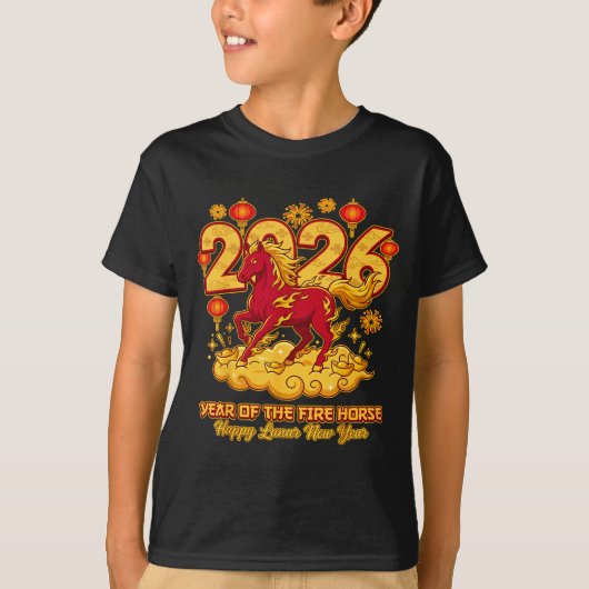2026 Chinees Nieuwjaar van het paard maankalender  T-shirt (Voorkant)