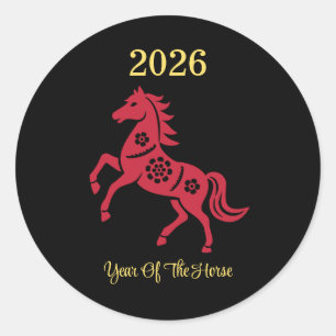 2026 Chinees Nieuwjaar van het Paard Ronde Sticker