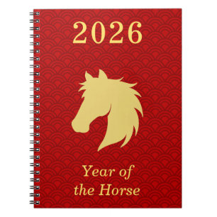 2026 Chinees Nieuwjaar van het Paard Rood Goud Notitieboek