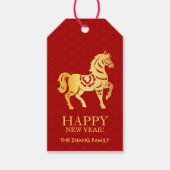 2026 Chinese New Year Horse  Red Gold  Cadeaulabel (Voorkant)