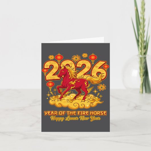 2026 Chinese New Year Of The Horse Lunar Zodiac  Kaart (Voorkant)