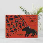 2026 Chinese New Year Of The Horse Zodiac Feestdagenkaart (Staand voorkant)