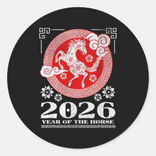 2026 Chinese Nieuwjaar Maanvuur Paard Ronde Sticker