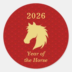 2026 Chinese Nieuwjaar van het Paard Ronde Sticker
