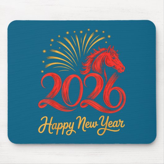 2026 Chinese Zodiac Horse Year Happy New Year Fire Muismat (Voorkant)