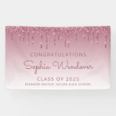 2026 Chique Bourgogne Glitter Drip Afstudeerfeest Spandoek (Horizontaal)