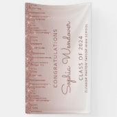 2026 Chique Roze Goud Glitter Drip Afstuderen Spandoek (Verticaal)