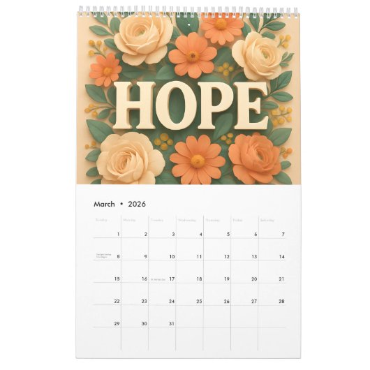 2026 Christian Floral with Personalization Kalender (Mar 2026)