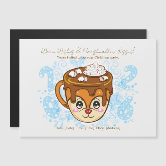 2026 Christmas Reindeer  Magnetische Uitnodiging (Voorkant / Achterkant)