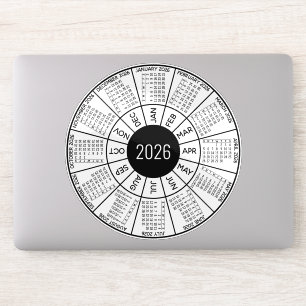 2026 Cirkelkalender - Modern Zwart Wit Sticker
