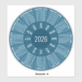 2026 Cirkelkalender - Moderne tinten blauw Sticker (Vel)