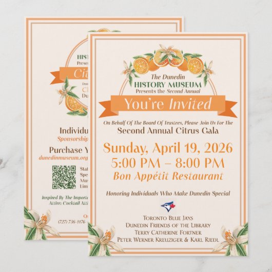 2026 Citrus Gala Invitation Kaart (Voorkant / Achterkant)