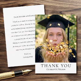 2026 Classic Graduation Thank You Card Photo Bedankkaart