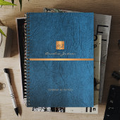 2026 Classy elegant blauw leer goud monogrammed Planner