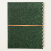 2026 Classy elegant groen leer goud monogrammed Planner (Achterkant)