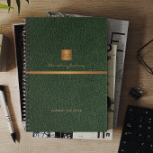 2026 Classy elegant groen leer goud monogrammed Planner