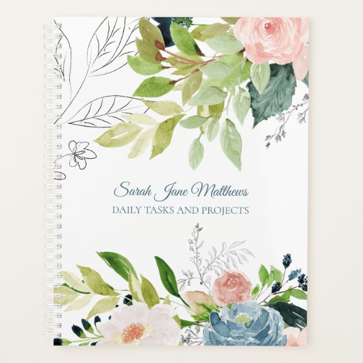 2026 Classy elegante waterverf floral business Planner (Voorkant)