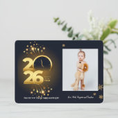 2026 Clock Photo Greeting Card Feestdagenkaart (Staand voorkant)