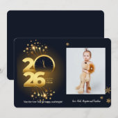 2026 Clock Photo Greeting Card Feestdagenkaart (Voorkant / Achterkant)