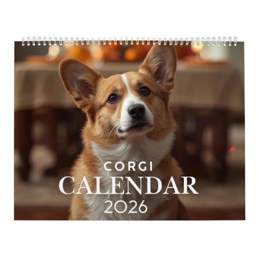 2026 Corgi Calendar | 12 Month Wall Calendar Kalender (Hoes)