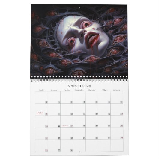 2026 Cosmic Darkness 2 surrealistische horrorkalen Kalender (Mar 2026)