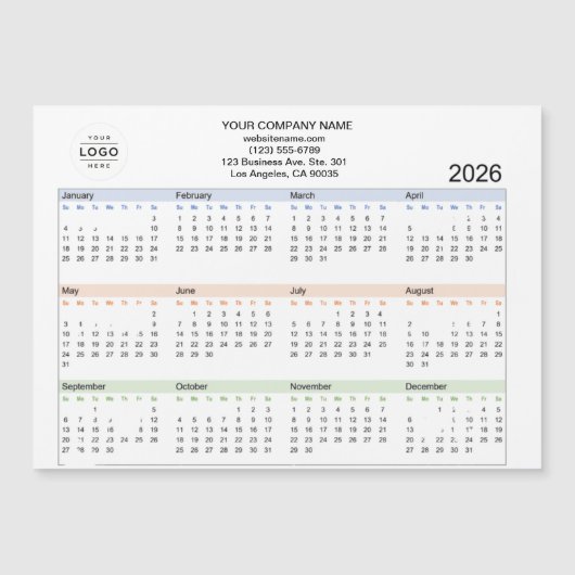 2026 Custom Company Logo Magnetische Kalender Kaar (Voorkant)