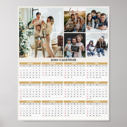 2026 Custom Family Collage Fotokalender Poster (Voorkant)