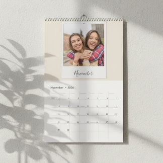2026 Custom Family Polaroid Photo Beige Kalender