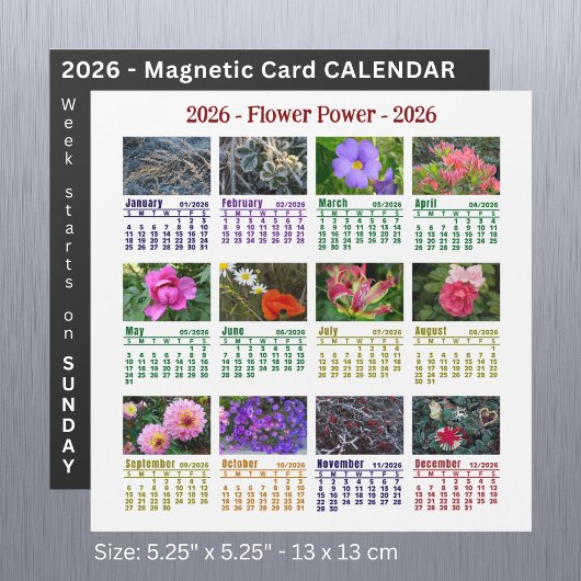 2026 Custom Flower magnetische kalender start zond