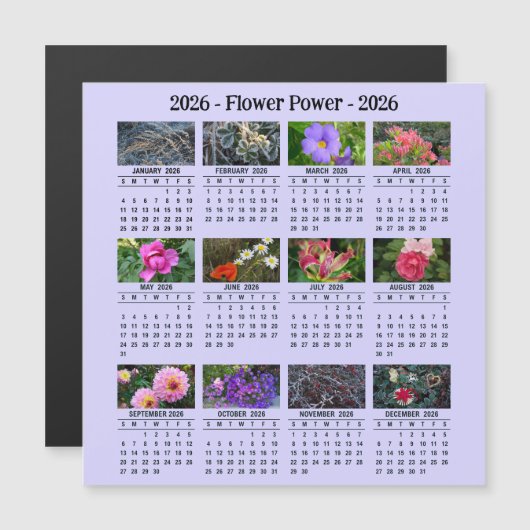 2026 Custom Flower magnetische lila Kalender SU (Voorkant / Achterkant)