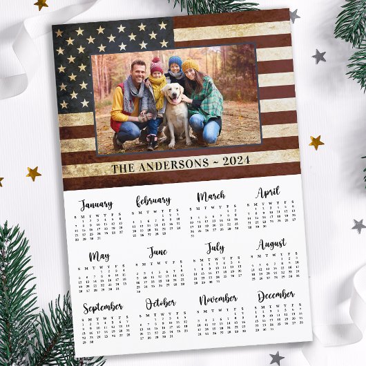 2026 Custom Foto Amerikaanse Vlag Patriottisch Feestdagenkaart