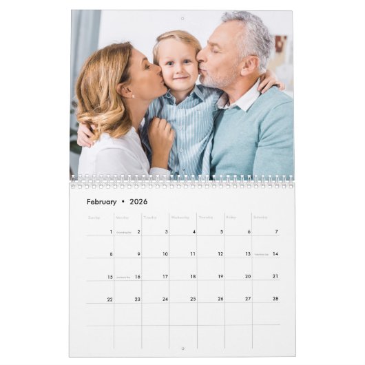 2026 Custom Foto's Modern Creëer Je Eigen Familie Kalender (Feb 2026)