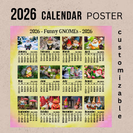 2026 custom Funny Gnomes Zondag start - Poster