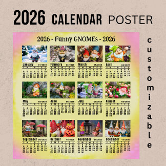 2026 custom Funny Gnomes Zondag start - Poster