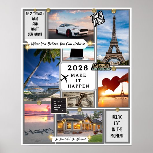 2026 Custom Law of Attraction Vision Board Goal Poster (Voorkant)