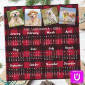 2026 Custom Pet Photo Collage Red Plaid Kalender
