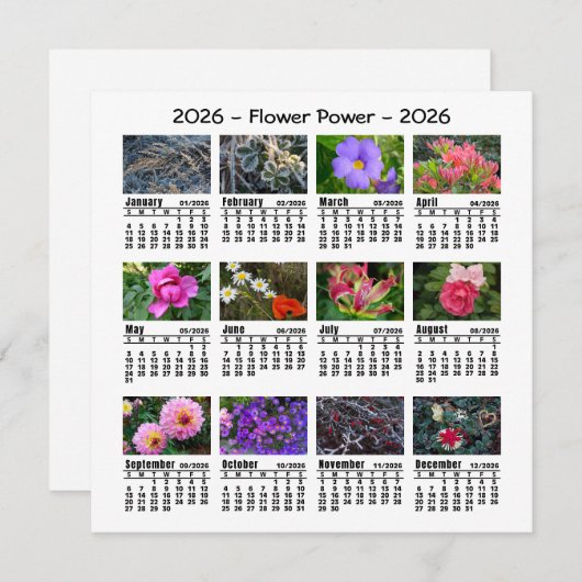 2026 Custom Photo Flower Calendar Sunday start  (Voorkant / Achterkant)