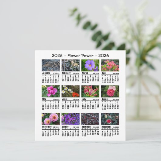 2026 Custom Photo Flower Calendar Sunday start  (Staand voorkant)