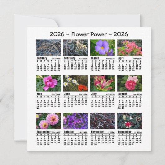2026 Custom Photo Flower Calendar Sunday start (Voorkant)