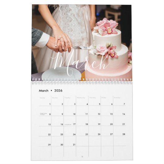 2026 Custom Wedding Photo Chic Script Calendar Kalender (Mar 2026)