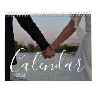 2026 Custom Wedding Photo Chic Script Calendar Kalender