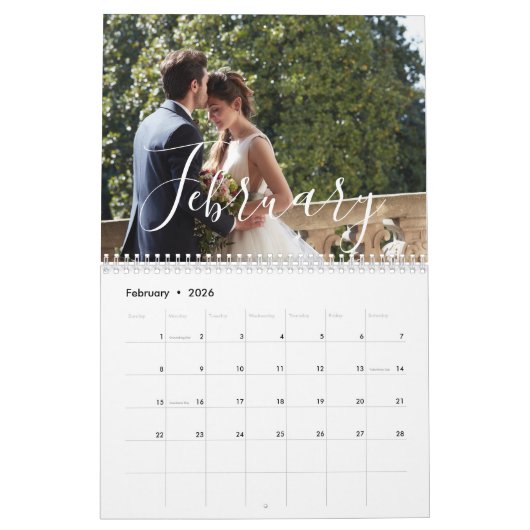 2026 Custom Wedding Photo Chic Script Calendar Kalender (Feb 2026)