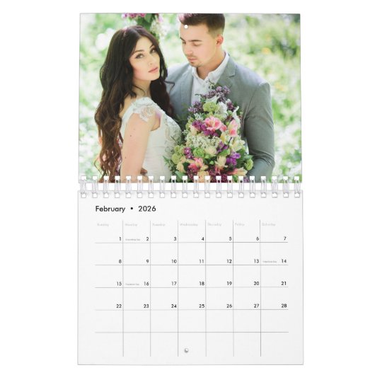 2026 Custom Wedding Photo Chic Script Calendar Kalender (Feb 2026)